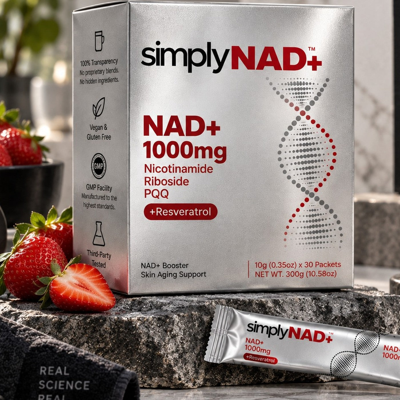 simplyNAD+ Daily | NAD+ Support Shot (30 Berry Packets)